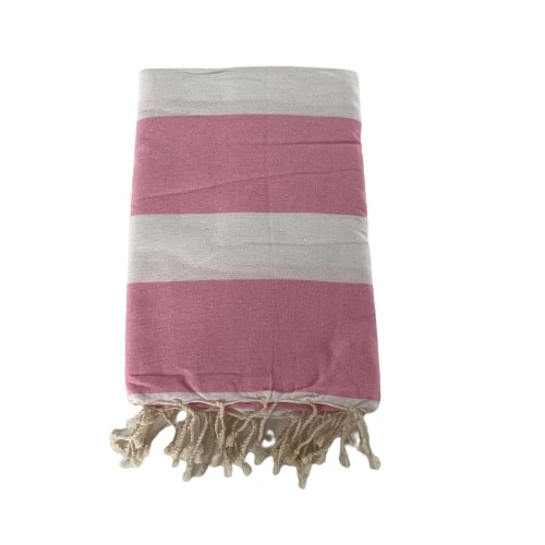 Fouta plate traditionnelle rayée Transat rose - Le comptoir de la plage