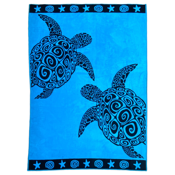 Drap de bain en coton Turquoise Turtle, extra large - Le comptoir de la plage
