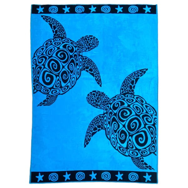 Serviette de plage en coton Turquoise Turtle Taille XL - Le comptoir de la plage