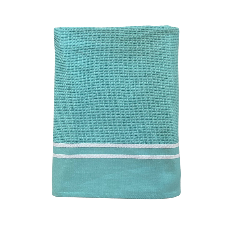 Fouta coton turquoise éponge Waffle - Le comptoir de la plage