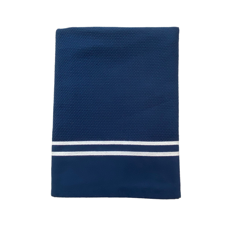 Fouta coton bleue marine éponge Waffle - Le comptoir de la plage