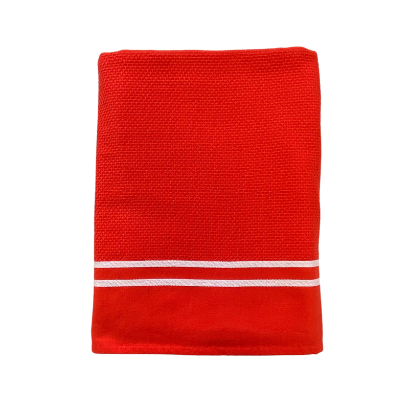 Fouta coton rouge éponge Waffle - Le comptoir de la plage