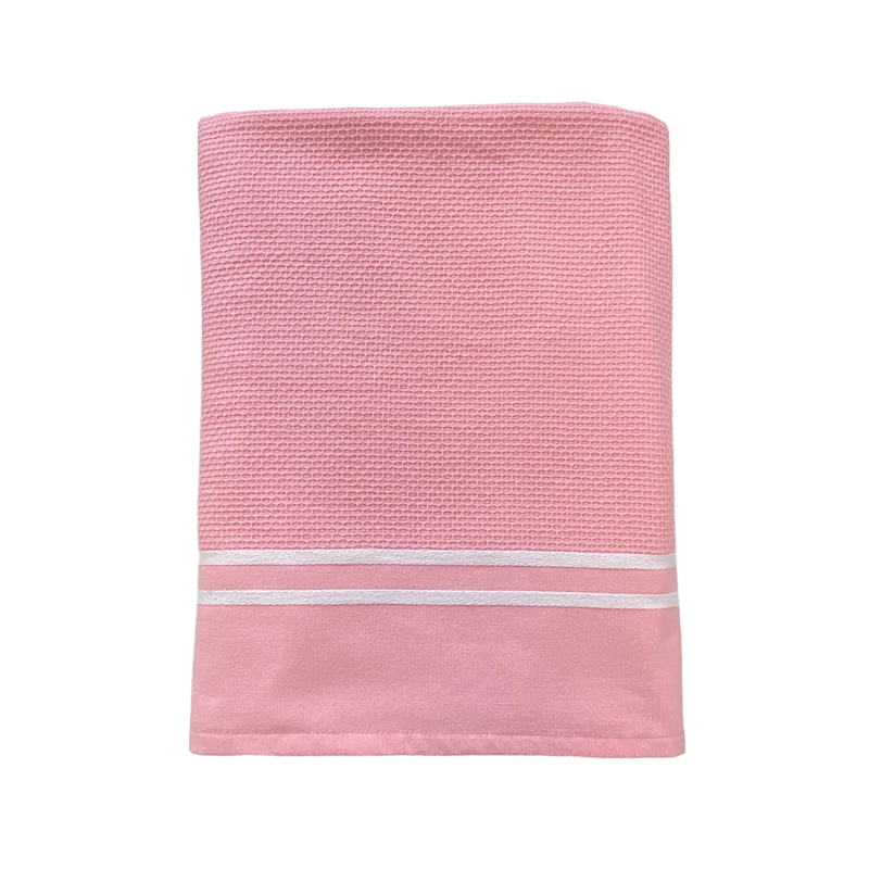 Fouta coton rose éponge Waffle - Le comptoir de la plage