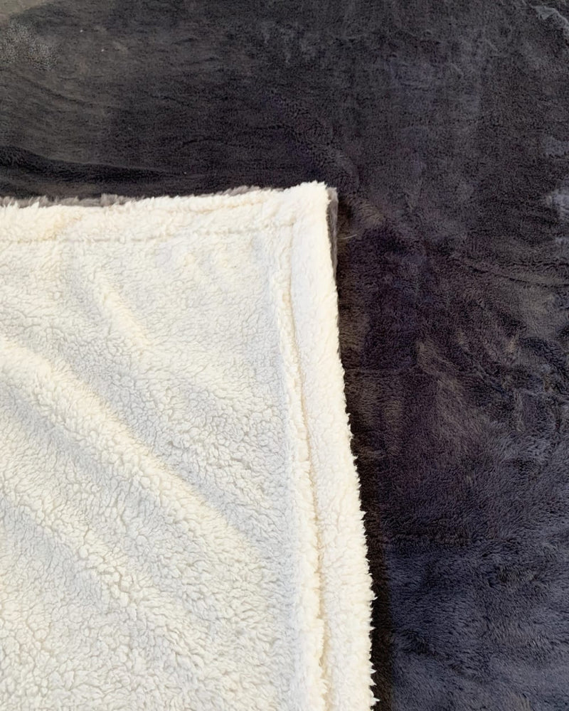 PLAID COUVERTURE  POLAIRE XL imitation "Lapin" 220 x 240 Anthracite