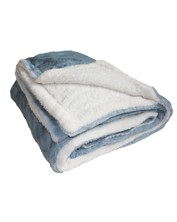 Couverture Polaire extra large imitation Lapin Gris Bleu - Le comptoir de la plage