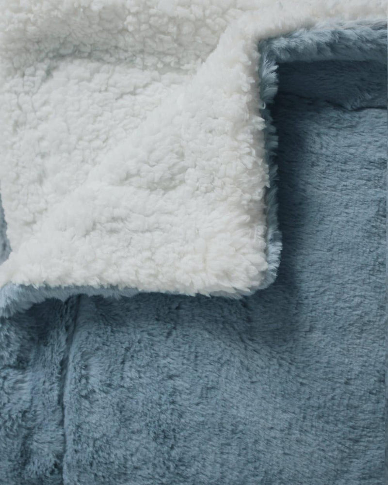 Couverture polaire cocooning imitation Lapin Gris Bleu - Le comptoir de la plage