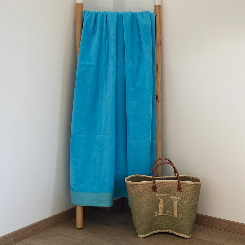 Drap de bain coton bleu turquoise Shady - Le comptoir de la plage
