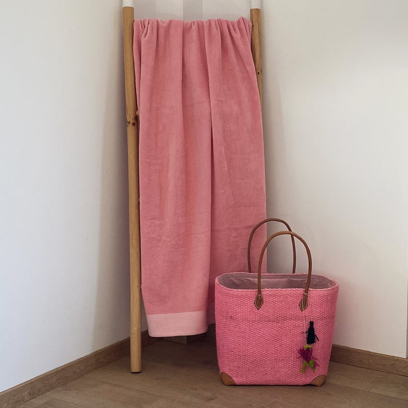 Drap de bain coton rose bonbon Shady - Le comptoir de la plage