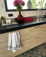 Lot de 2 Duos de torchons assortis bicolores rayés gris 50 x 70
