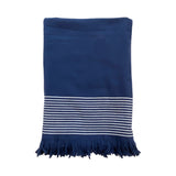 Fouta en coton bleu marine Paski, large - Le comptoir de la plage