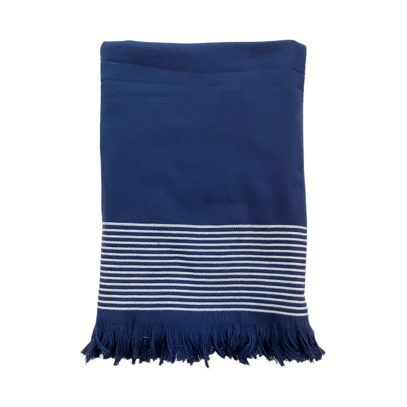 Fouta en coton bleu marine Paski, large - Le comptoir de la plage