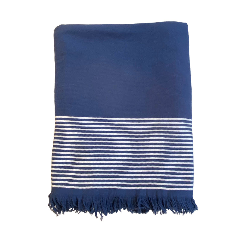 Fouta en coton bleu marine Paski, extra-large - Le comptoir de la plage