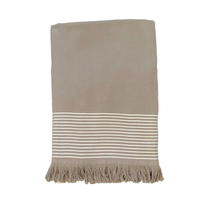 Fouta en coton taupe Paski, large - Le comptoir de la plage