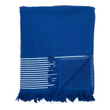 Fouta bleu marine coton doublée éponge Paski, large - Le comptoir de la plage