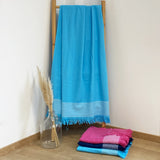 Fouta turquoise en coton Paski - Le comptoir de la plage