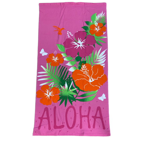Serviette de plage microfibre 100% polyester Hibiscus
