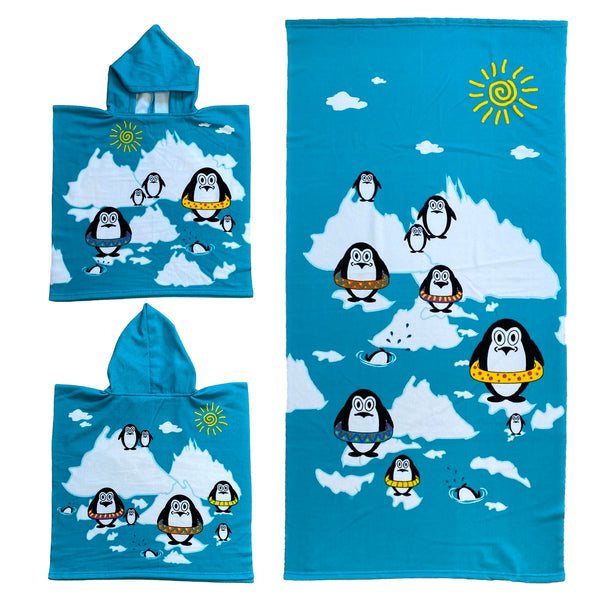 Pack enfant poncho et serviette microfibre Artic - Le comptoir de la plage