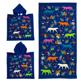 Pack enfant poncho et serviette microfibre Dino - Le comptoir de la plage