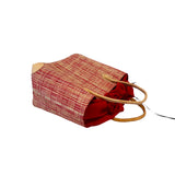Panier artisanal rouge Androka avec pochon - Le comptoir de la plage
