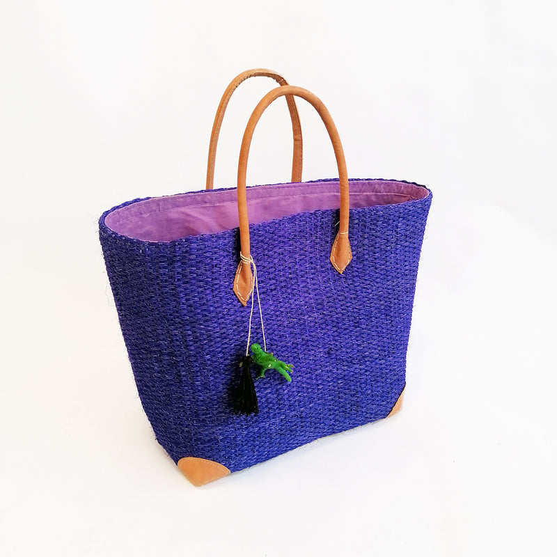 Panier artisanal Bekily violet - Le comptoir de la plage
