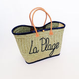 Panier artisanal Pasika en fibres naturelles bleu marine - Le comptoir de la plage