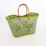 Panier artisanal Pasika en fibres naturelles vert - Le comptoir de la plage