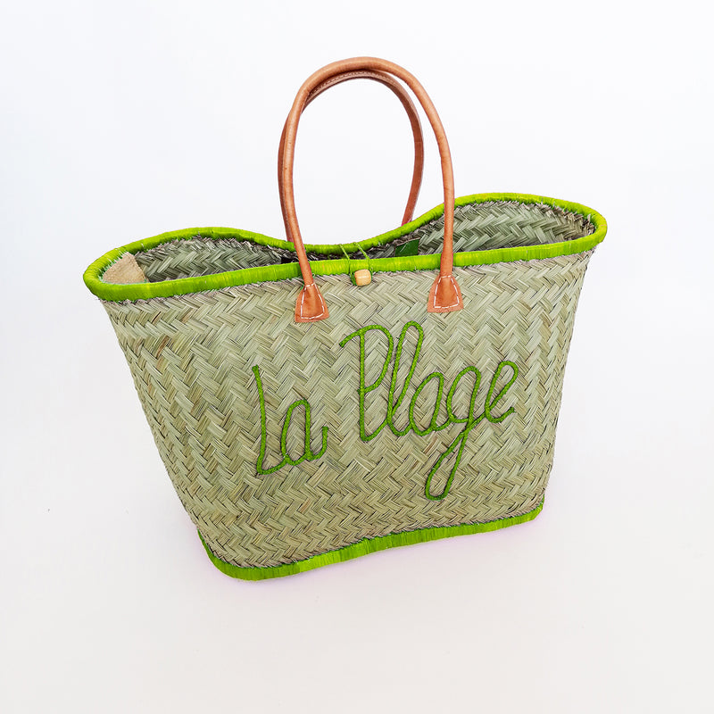 Panier artisanal Pasika en fibres naturelles vert - Le comptoir de la plage