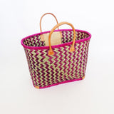 panier artisanal rose fuchsia Toama - Le comptoir de la plage