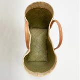 panier artisanal tsimgy SGM haut de vue tressage naturel bordure rabane avec poignées en cuir dimensions 45x20x30 cm idéal pour marché plage ou courses robuste et élégant