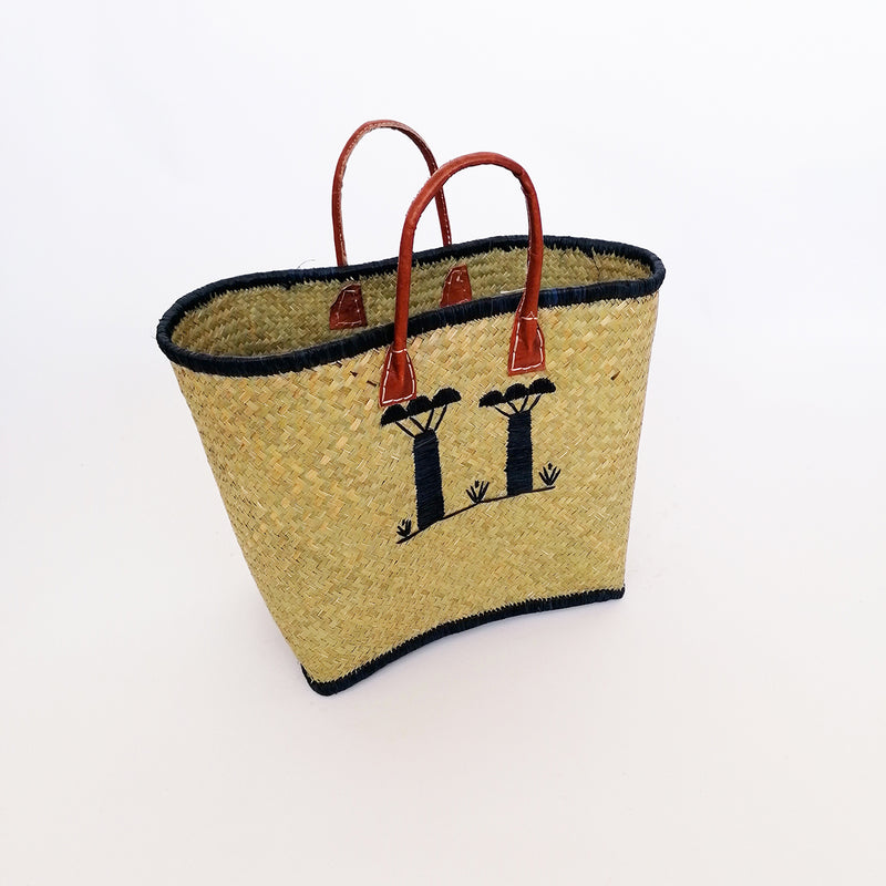 Panier artisanal noir Baobab - Le comptoir de la plage