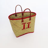 Panier artisanal rouge Baobab - Le comptoir de la plage