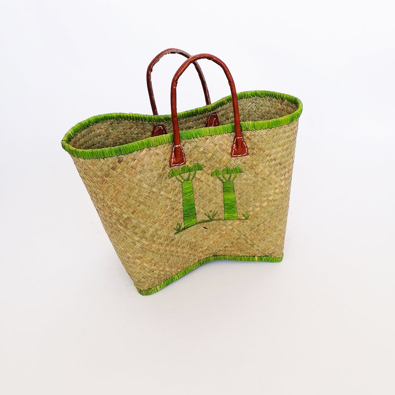 Panier artisanal vert Baobab - Le comptoir de la plage