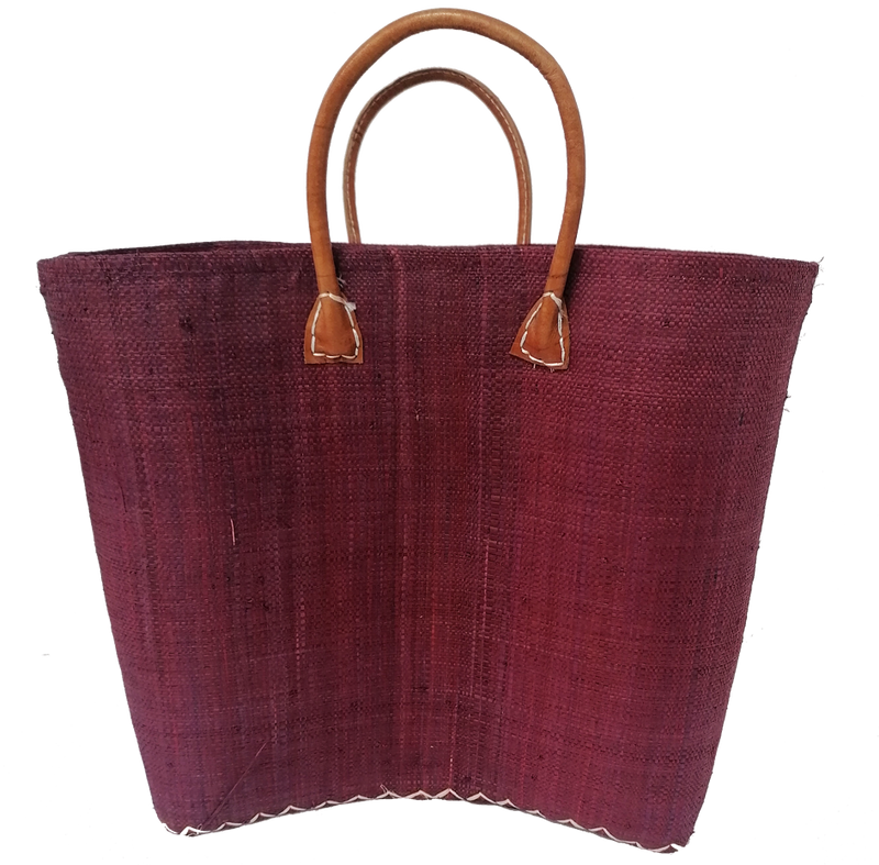 Panier artisanal bordeaux Belo unis GM - Le comptoir de la plage