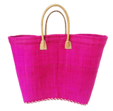 Panier artisanal rose fuchsia Belo unis GM - Le comptoir de la plage