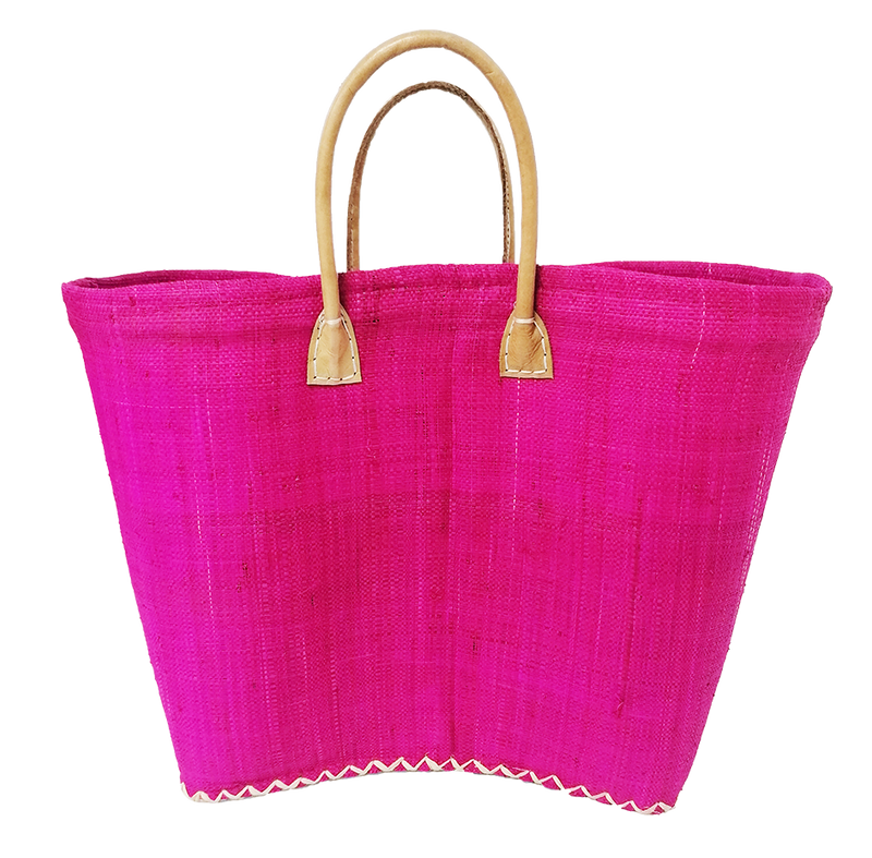 Panier artisanal rose fuchsia Belo unis GM - Le comptoir de la plage