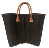 Panier artisanal noir Belo unis GM - Le comptoir de la plage