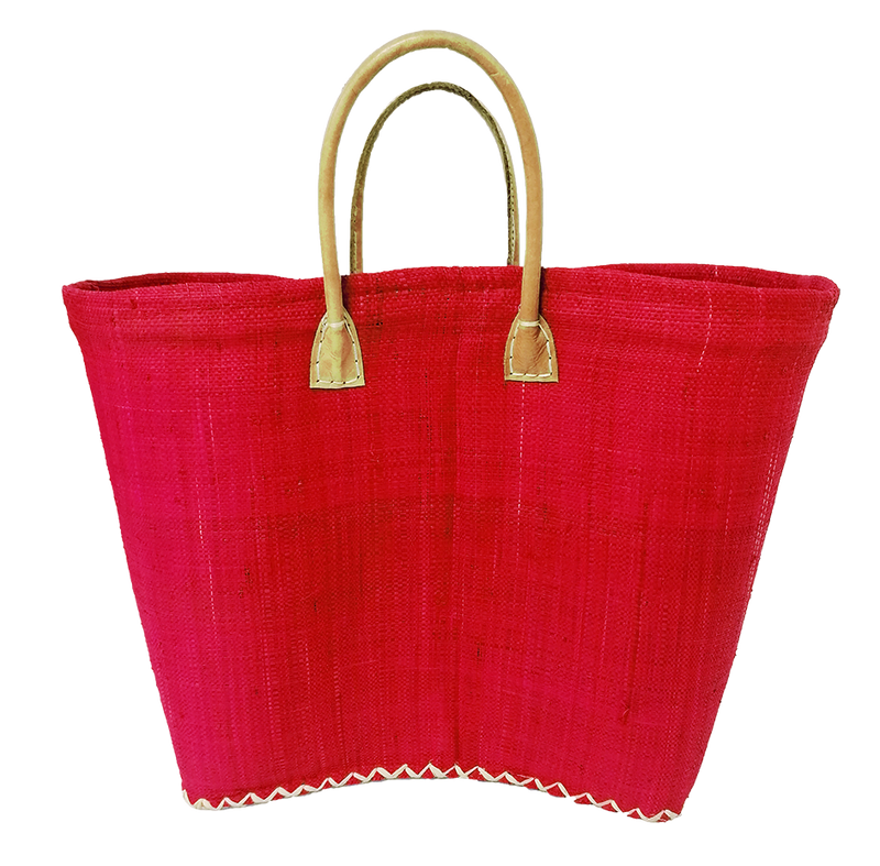 Panier artisanal rouge Belo unis GM - Le comptoir de la plage