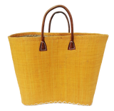 Panier artisanal jaune Belo unis GM - Le comptoir de la plage