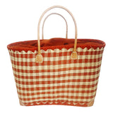 Panier artisanal caramel carreaux - Le comptoir de la plage