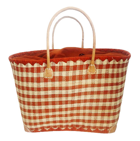 Panier artisanal caramel carreaux - Le comptoir de la plage