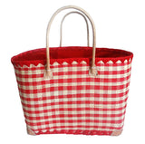 Panier artisanal rouge carreaux - Le comptoir de la plage