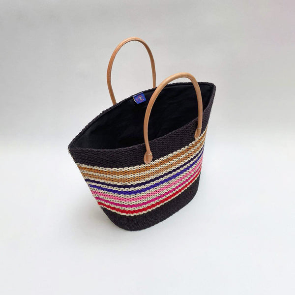 Panier artisanal bleu marine Kirindy - Le comptoir de la plage