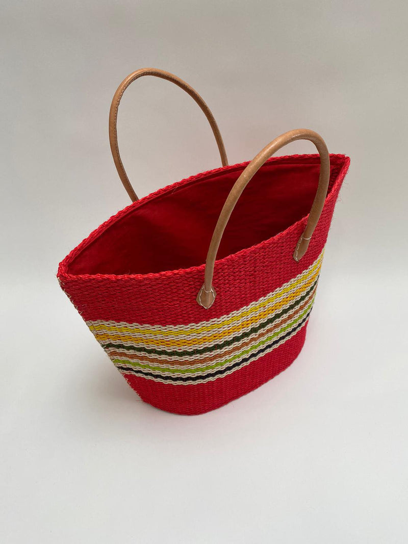 Panier artisanal rouge Kirindy - Le comptoir de la plage