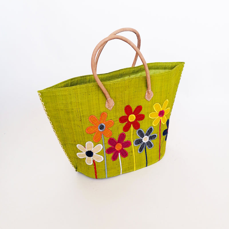Panier artisanal vert Majunga - Le comptoir de la plage
