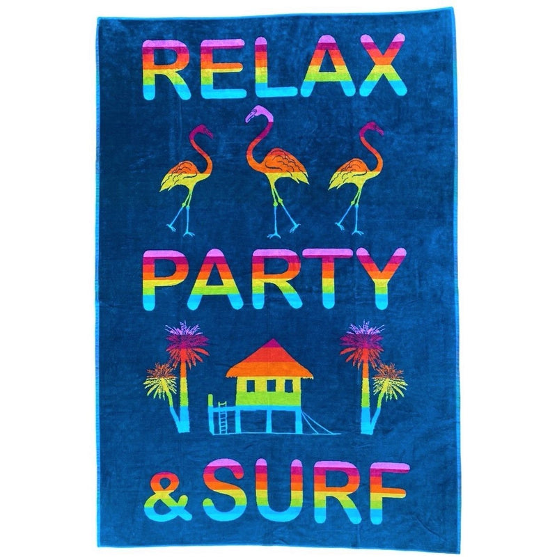 Serviette de plage éponge Velours Jacquard Partytime - Taille XXL