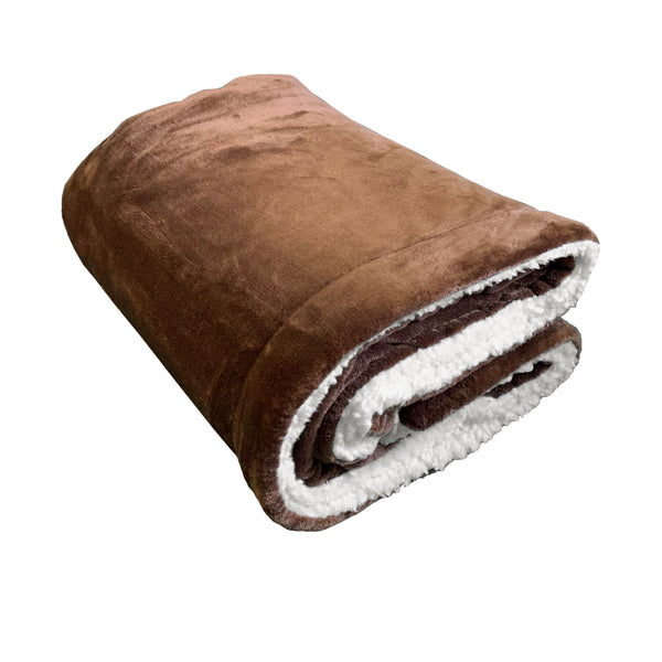 Plaid cocooning doublé imitation Mouton Marron - Le comptoir de la plage