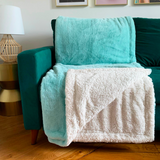 Plaid Polaire Imitation toucher Lapin Aqua - Le comptoir de la plage