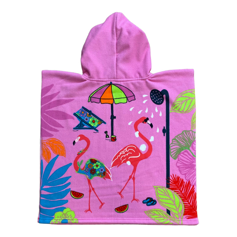 Poncho microfibre enfant Girly rose - Le comptoir de la plage