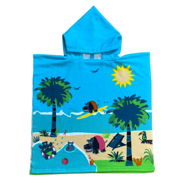 Poncho microfibre enfant Hippo - Le comptoir de la plage