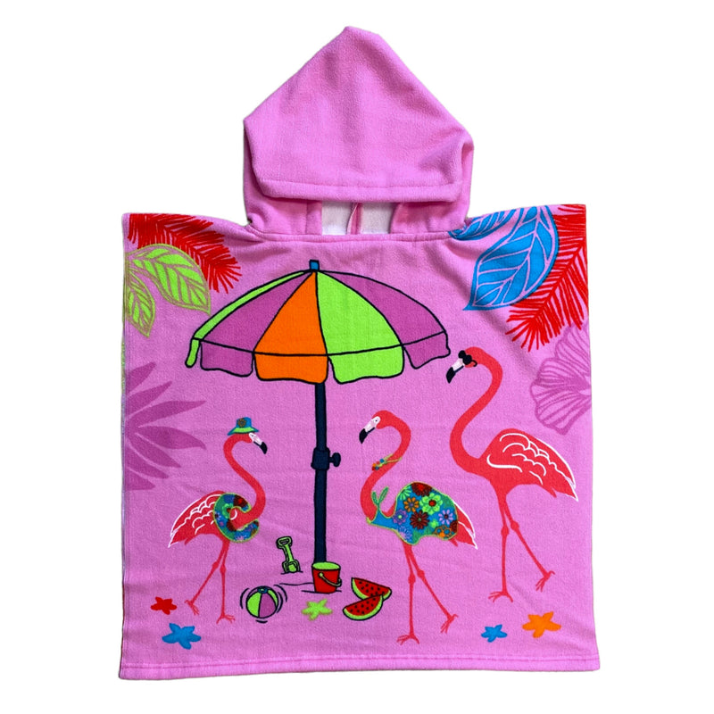 Poncho enfant microfibre Girly rose - Le comptoir de la plage